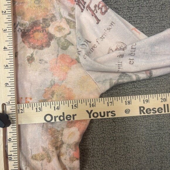 Vintage Cactus Baby Tee Shirt Small Cotton Lettuce Hem V Neck 3/4 Sleeves Y2K - Picture 5 of 11